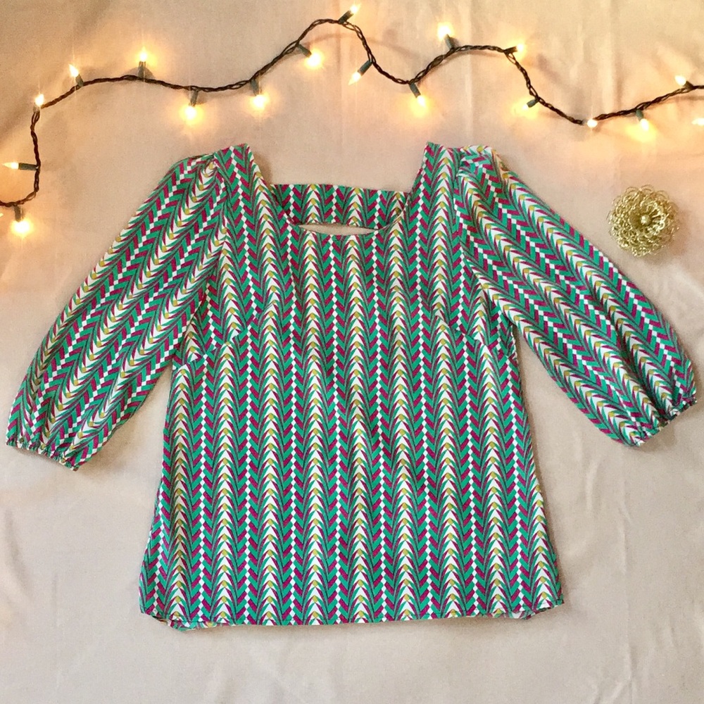 Green and White Rhapsodielle Blouse