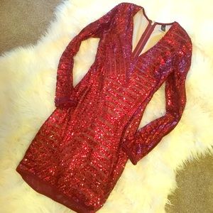 Burgundy Sequin Dress
