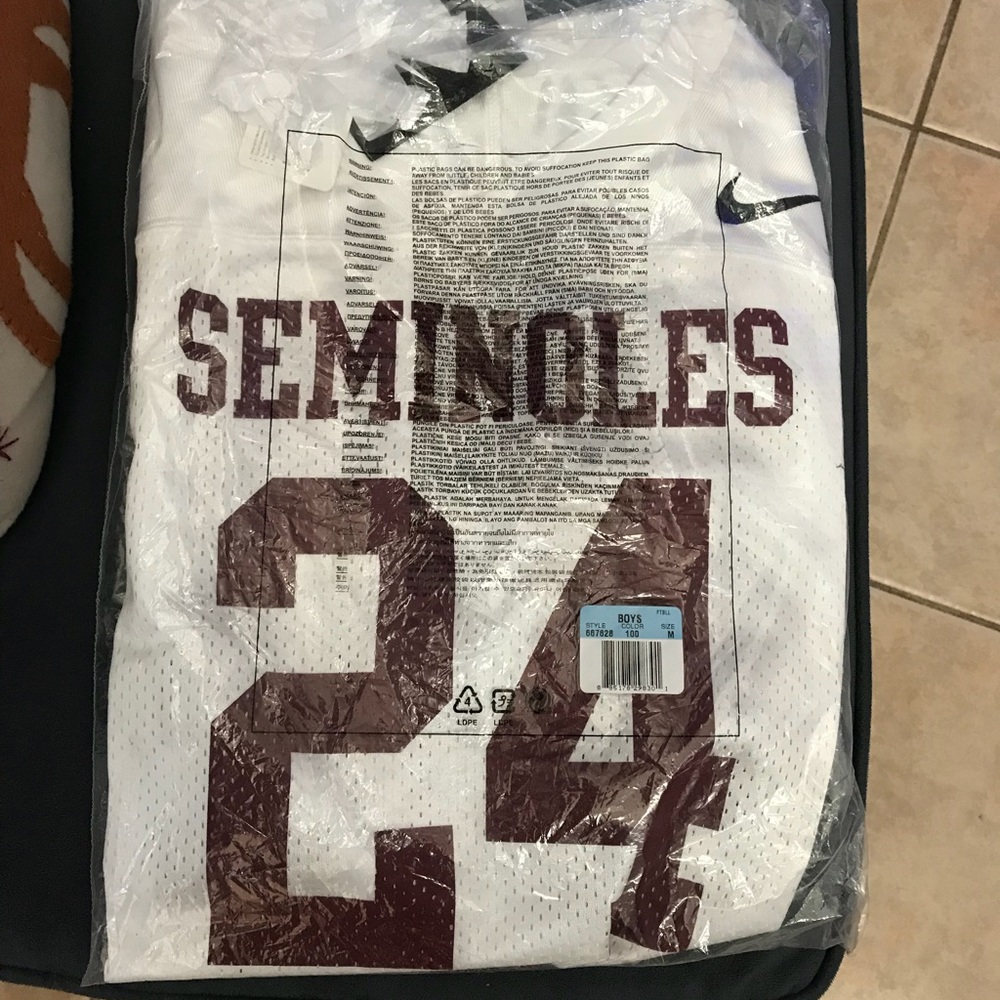 NWT; Boys Nike Florida Seminoles Football Jersey