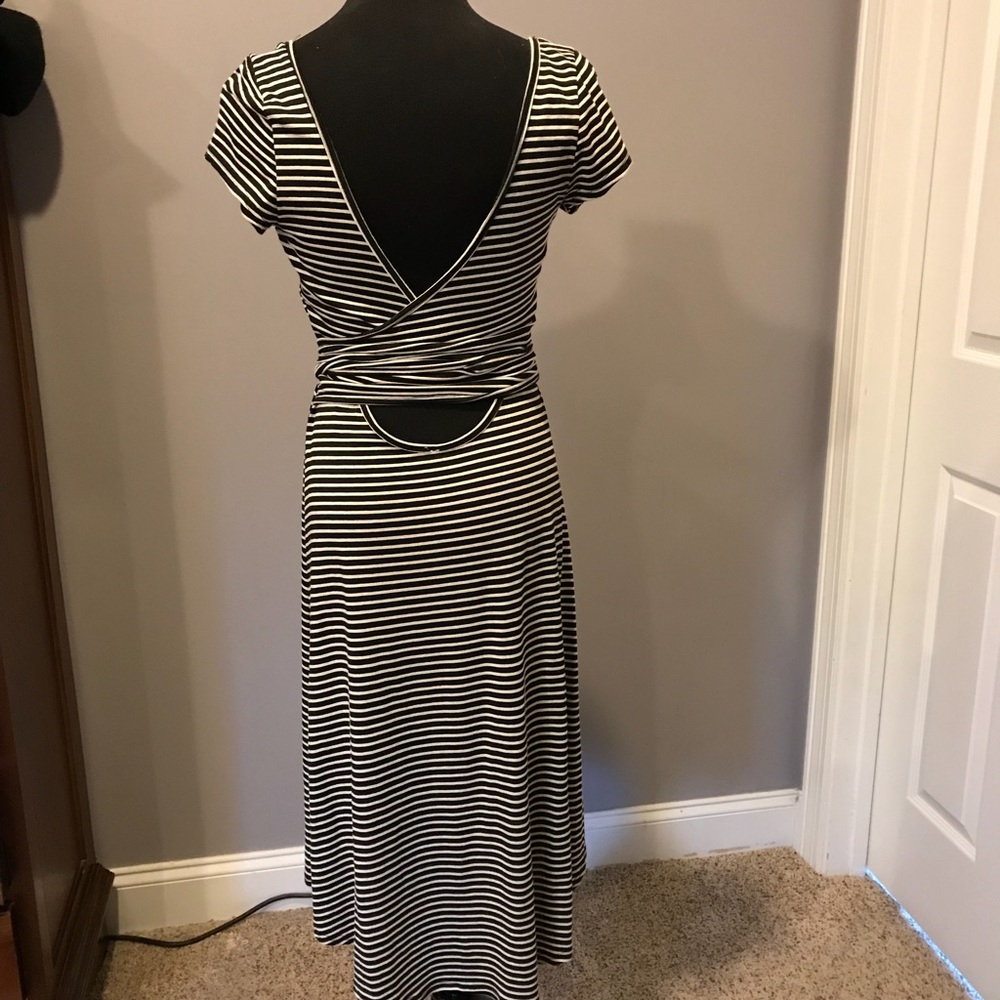 Sole Mio black & white wrap dress w/ open back