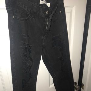 A&F Black Distressed Boyfriend Jeans