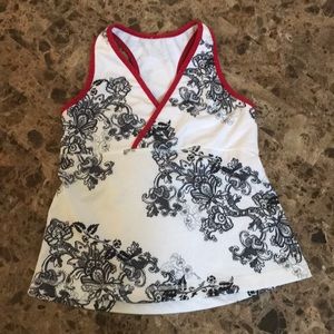 Lululemon deep V faux wrap top w built in bra.