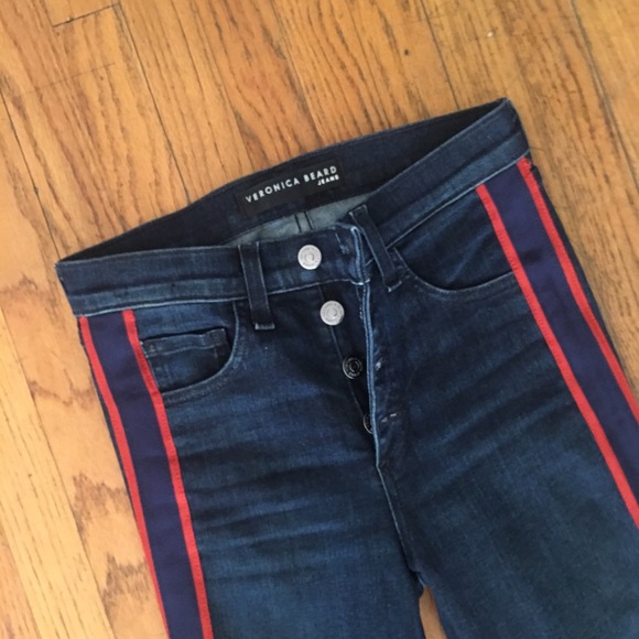 Veronica Beard Jeans with Red Stripe - 25 - Picture 2 of 6