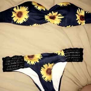 Two piece sunflower bathing suit