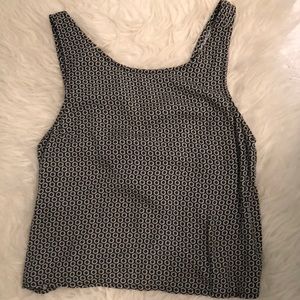 Black and white floral crop tank