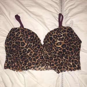 PINK Lacey Cheetah and Maroon Push-Up Bralette