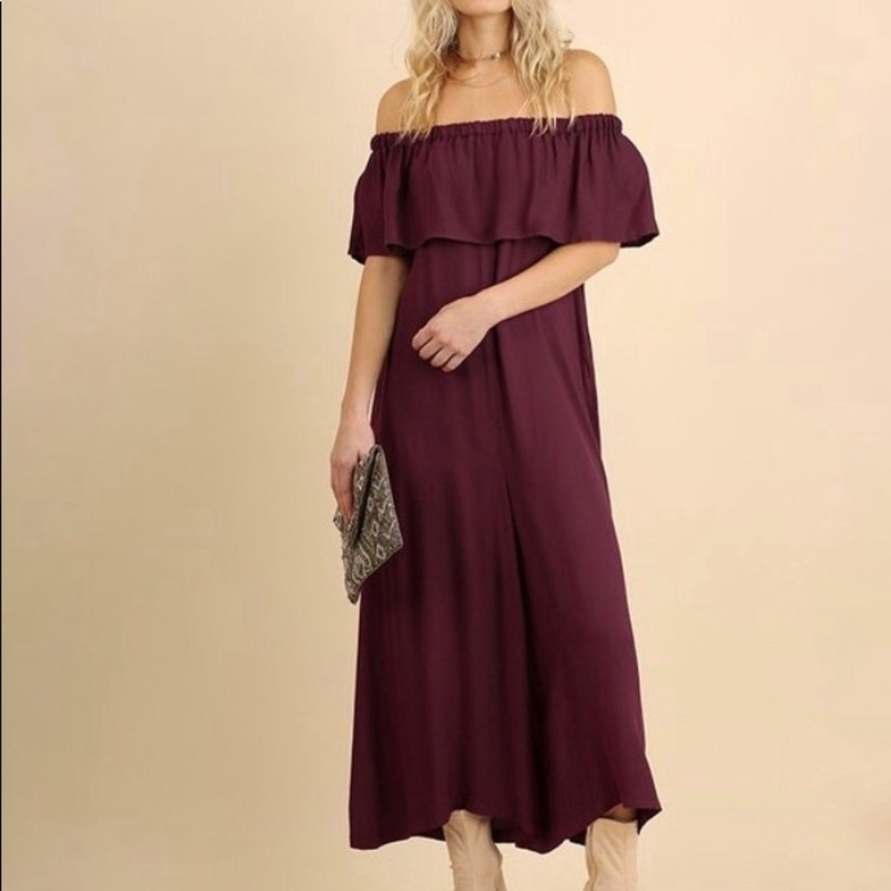 Merlot Off The Shoulder Jumpsuit