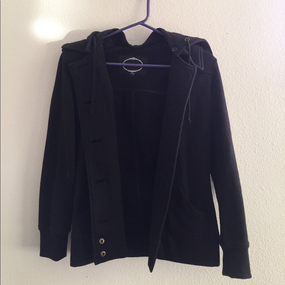 Hooded Coat with Buttons