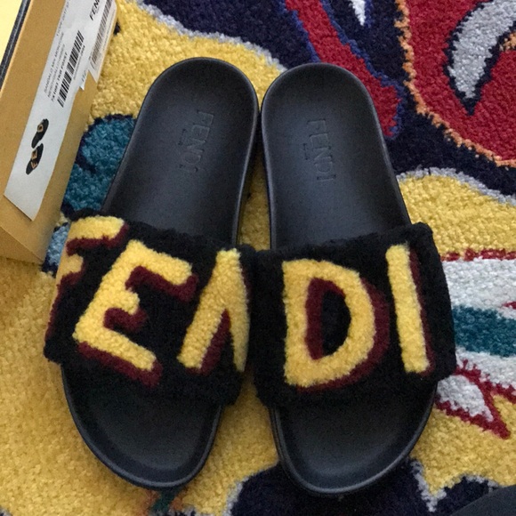 fendi shoes fur shearling designer slides poshmark