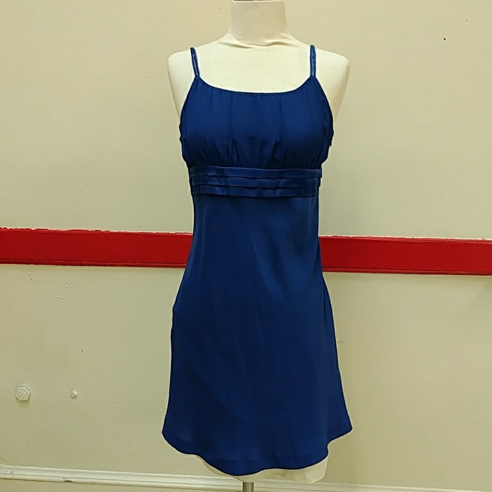 Blue Sleeveless Crepe Dress