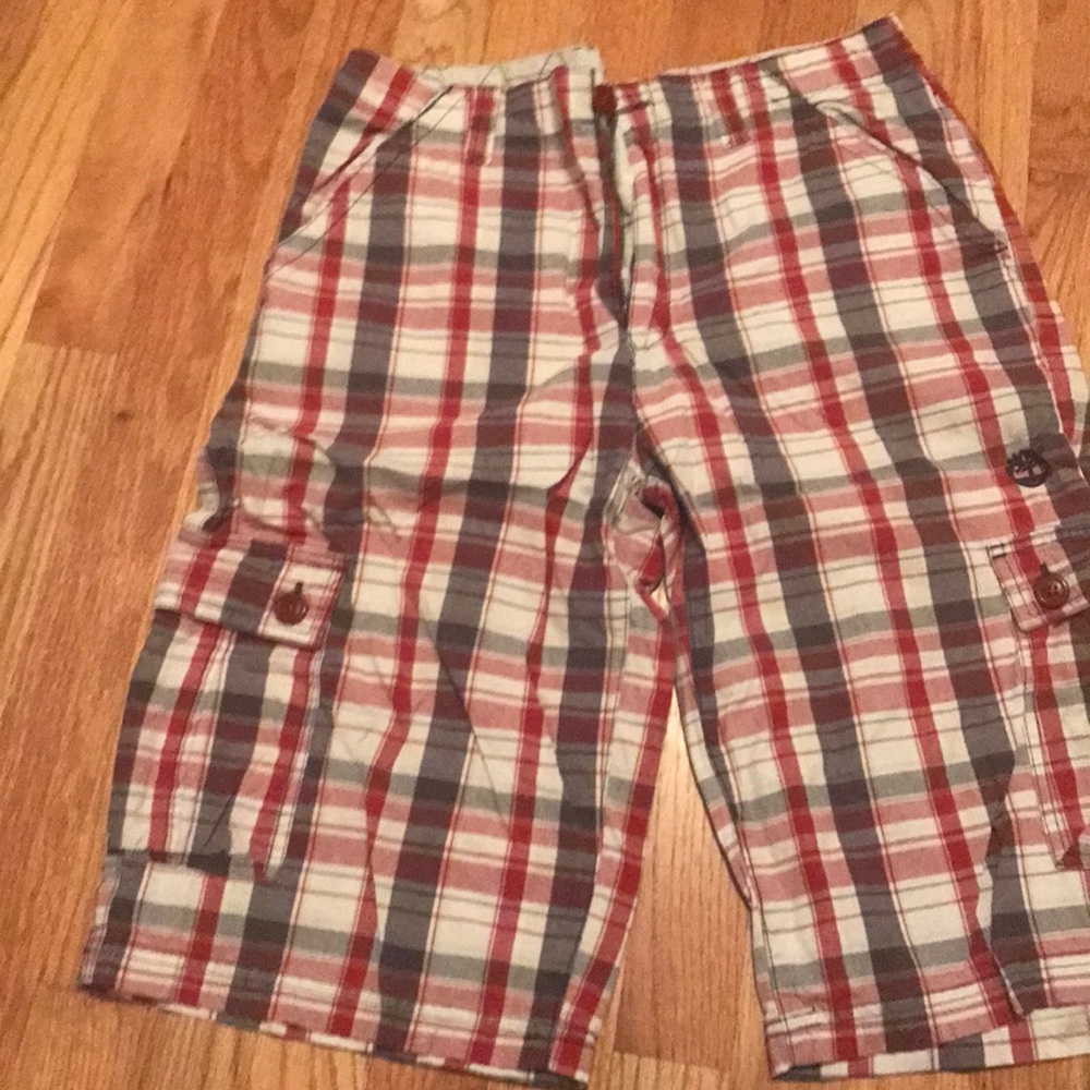 Checkered shorts.