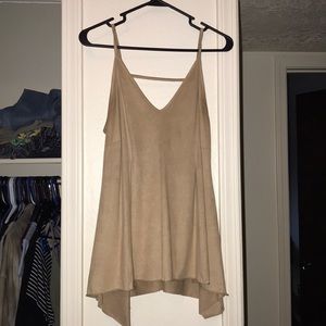 Suade Brown spaghetti strap shirt