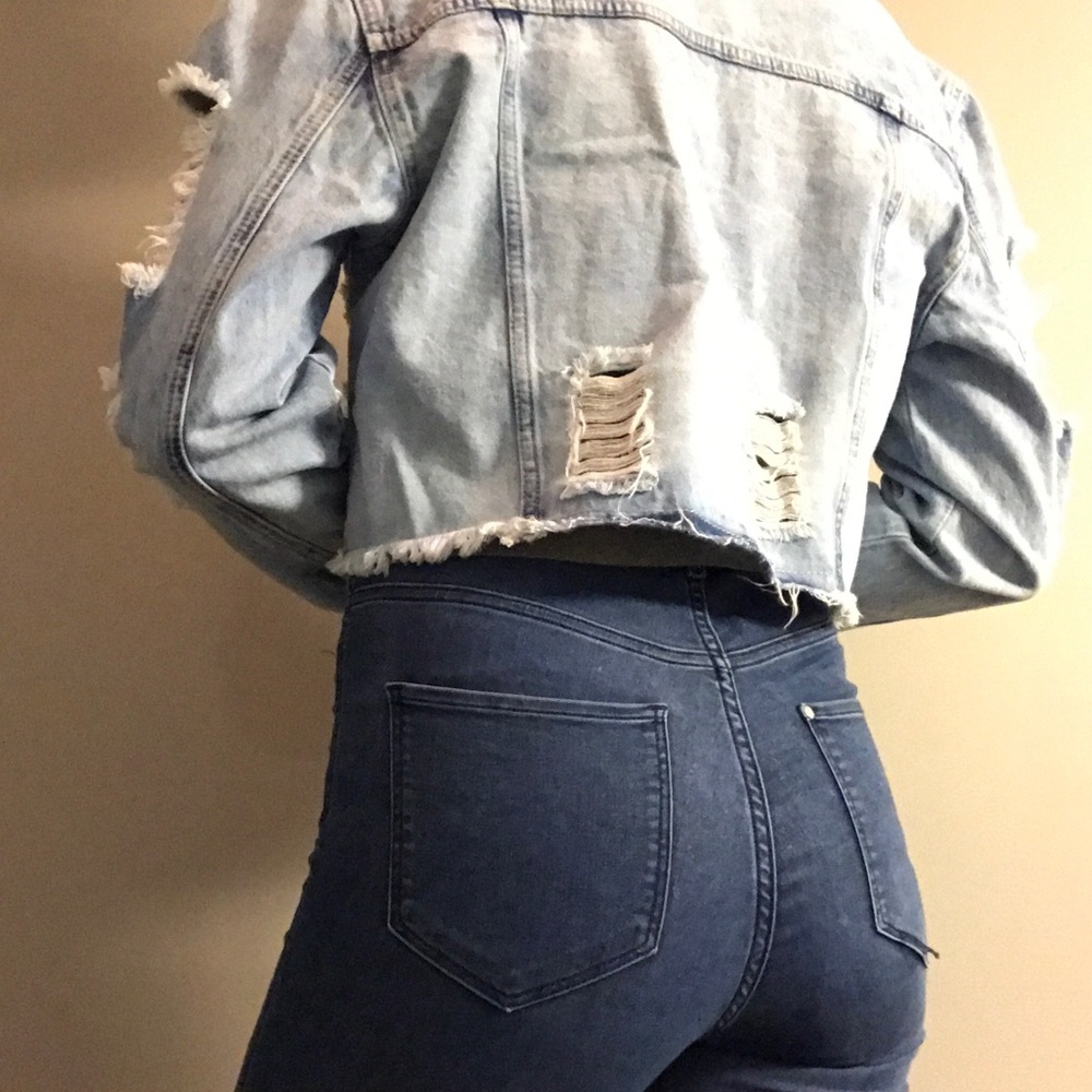 Cropped Destroyed Jean Jacket