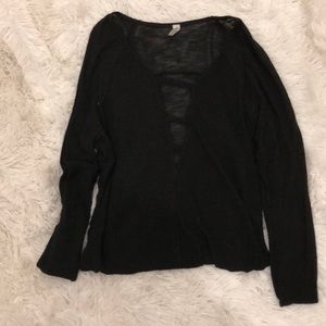 Caged chest black long sleeved top