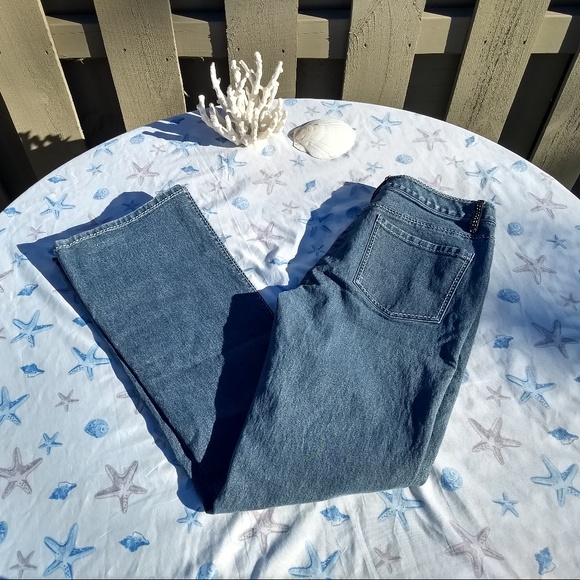 Elie Tahari Designer Blue Jeans 28 X 32 Leather Loops Embroidered - Picture 1 of 8