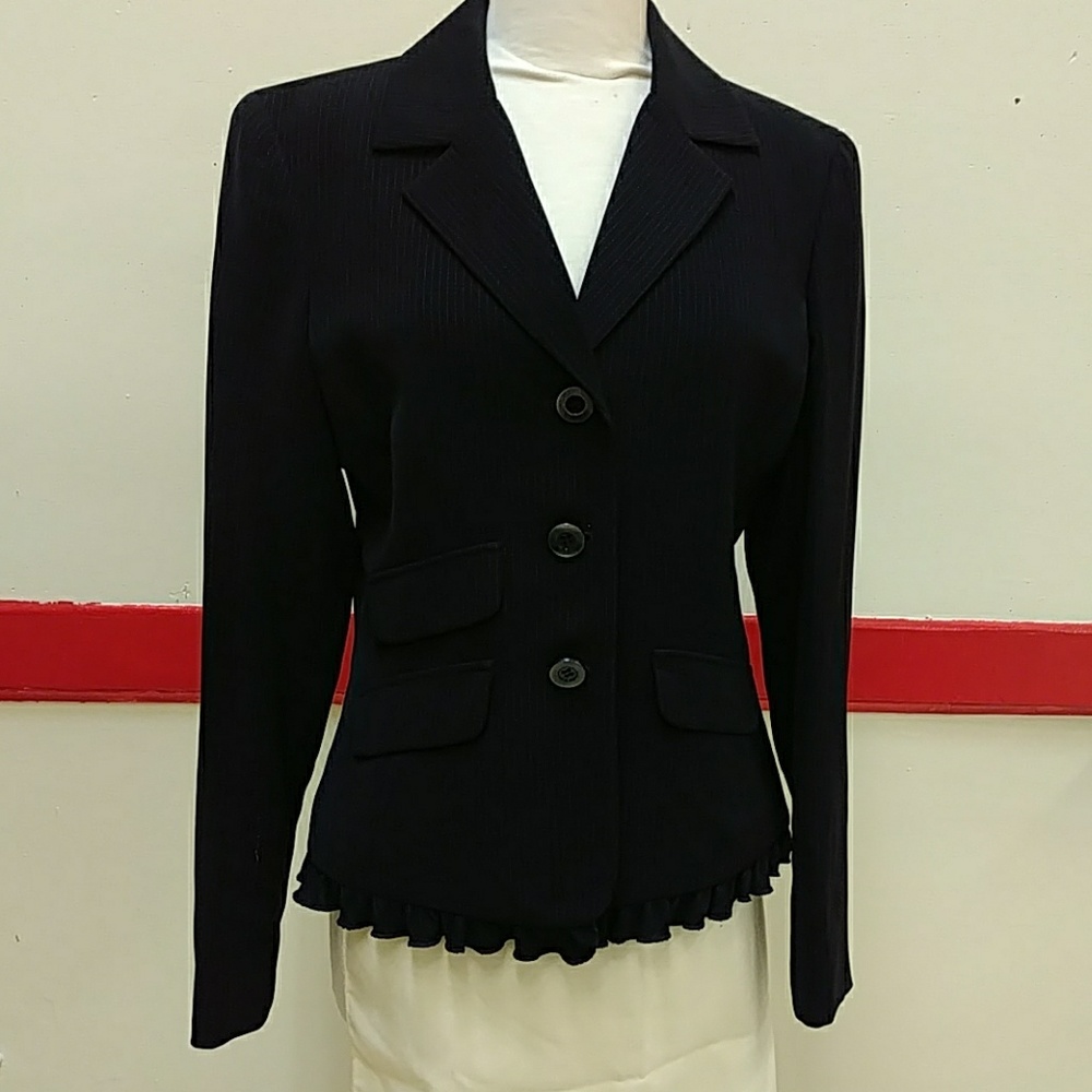 Black Blazer/Jacket w/Raspberry Pinstripes
