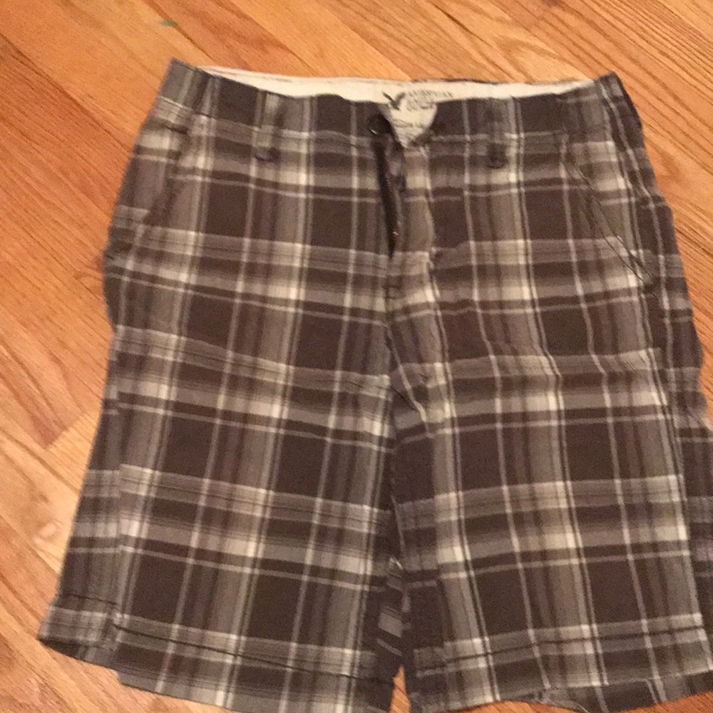 Checkered shorts.