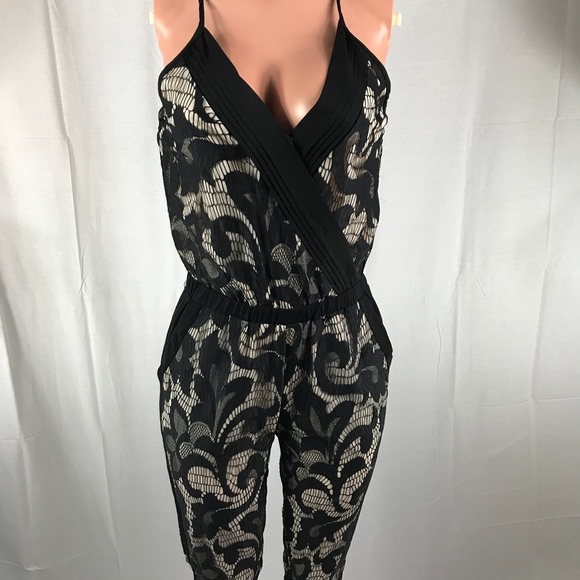 Black Lace Cut-out Spaghetti Straps Jumpsuit - Picture 2 of 8