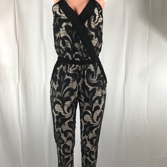 Black Lace Cut-out Spaghetti Straps Jumpsuit - Picture 5 of 8