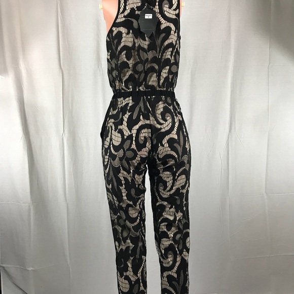 Black Lace Cut-out Spaghetti Straps Jumpsuit - Picture 7 of 8