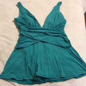 Turquoise bathing suit with skirt