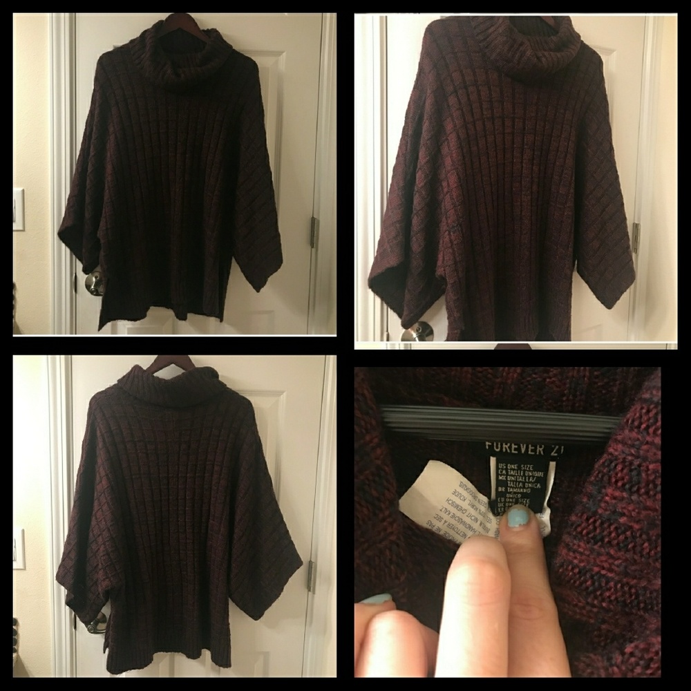 SOLD ***Oversized cowl neck poncho sweater