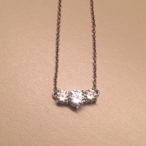 Sterling Silver 3 Stone CZ Pendant Necklace