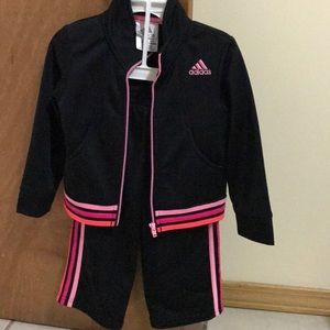 Adidas black toddler girl track suit