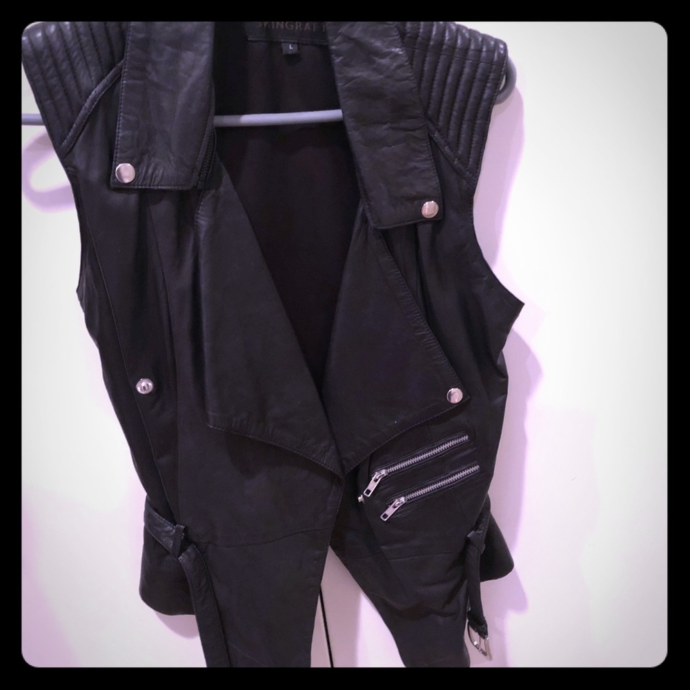 Skingraft 100% leather black vest