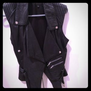 Skingraft 100% leather black vest