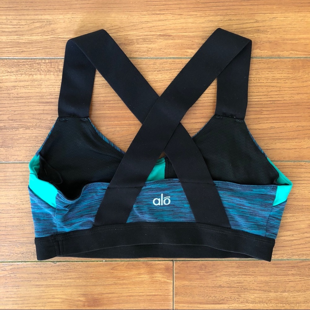 Alo sports bra. Size XS. Black blue green & purple