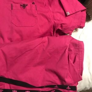 Med Couture scrub set. Pink/black. XL. Euc
