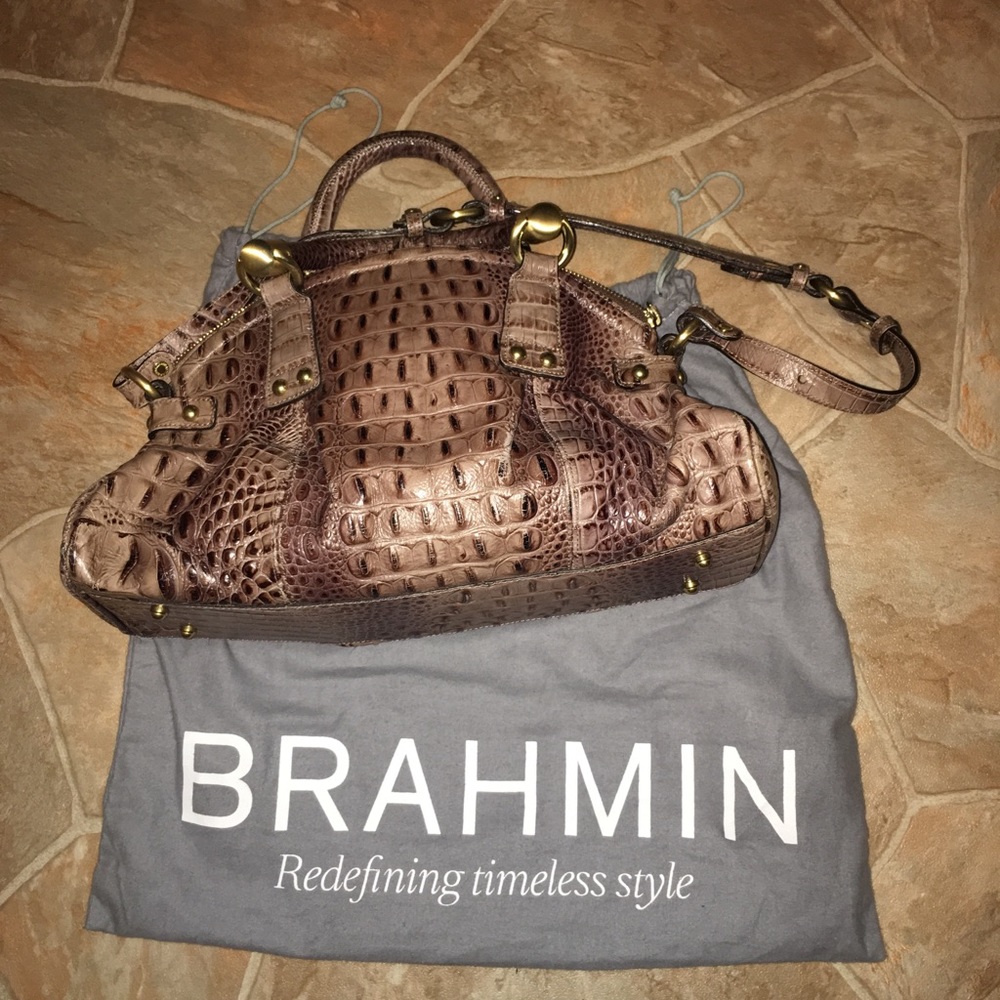 Brahmin brow snakeskin purse with duster bag