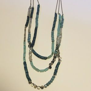 Layered Blue Beaded Necklace