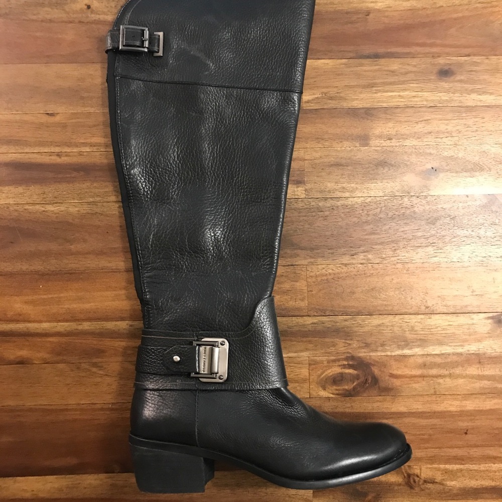 Vince Camuto Black Basira Leather Riding Boots