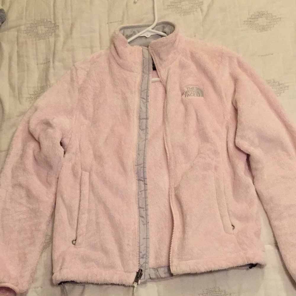 Baby Pink Fuzzy North Face Jacket