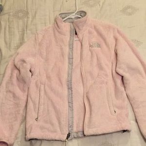 Baby Pink Fuzzy North Face Jacket