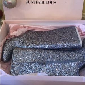 Sequin Heeled Boots Open to Trade