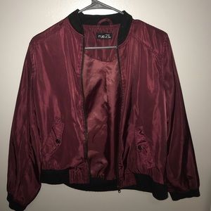 Satin maroon Bomber Jacket