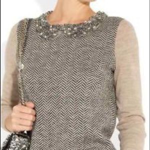 J.CREW COLLECTION JEWELED-PETER PAN COLLAR SWEATER