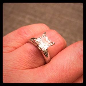 CZ princess cut engagement ring.