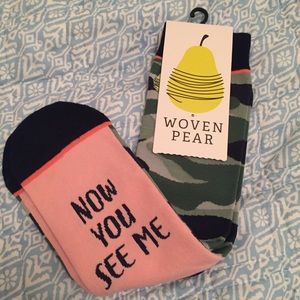 Last chance donating 12/30! Woven Pear camo socks!