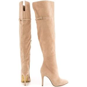 Kristin Cavallari Over the Knee Suede Boots - Nude