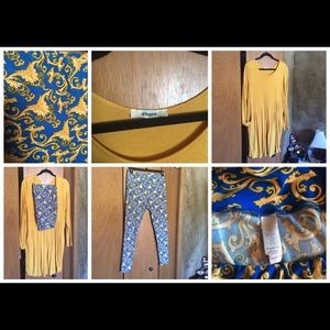 Lularoe TC leggings plus yellow tunic