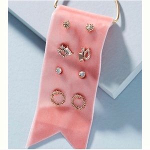Anthropologie Delicate Earrings Set (Red, Pink)