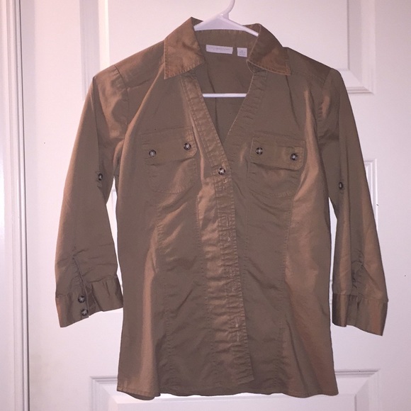 New York & Company Khaki Button Down - Picture 1 of 2