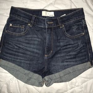 High waisted denim shorts