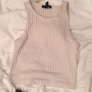 F21 cream ribbed crop top