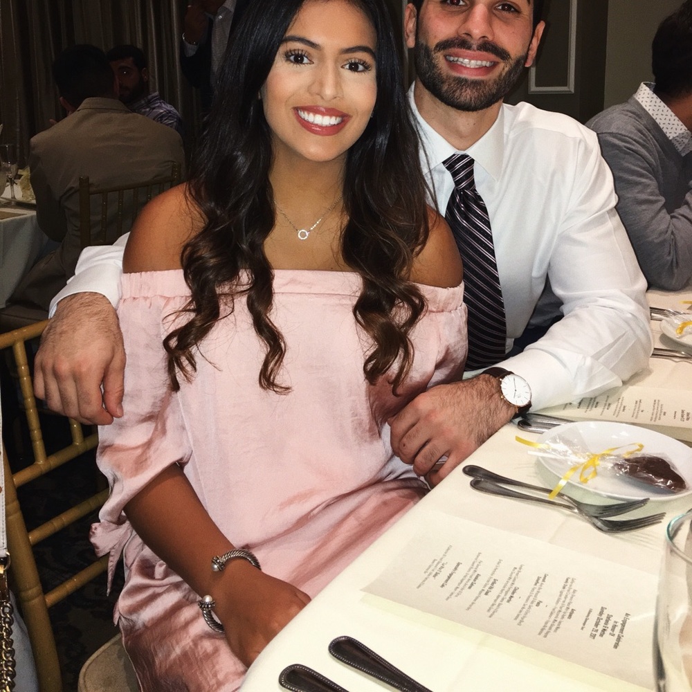 Off the shoulder satin like dress
