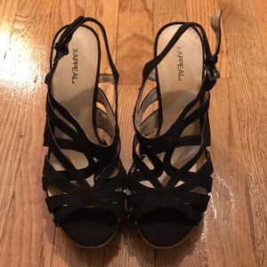 X•Appeal Black Cork Wedges